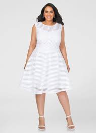 Mesh Stripe Skater Dress With Images Plus Size Outfits Plus Size Dresses Striped Dress Outfit