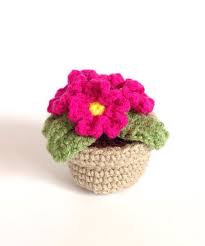 Crochet Flower Primrose In Pot Crochet Plant Crochet Flowers Crochet Flower Patterns
