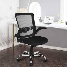 Aingoo Ergonomic Mid Back Mesh Task Chair Flip Up Arms Lumbar Support Tilt Lock Swivel Adjustable Black Oc 01 Review Chair Mesh Task Chair Task Chair