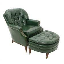 vintage ethan allen green leather tufted back chair and ottoman chair and ottoman armchair vintage green leather