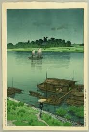 Kawase Hasui Title Arakawa River In May Rain Date 1932 Japanese Woodblock Printing Japanese Painting Japanese Prints