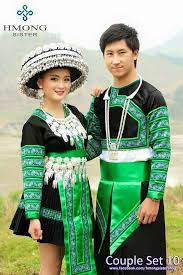 Couple Set In Green Hmong Clothes Hmong Fashion Traditional Outfits