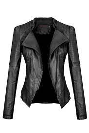 Black Slimming Womens Turndown Collar Pu Leather Jacket Leather Jacket Black Leather Jacket Leather Jacket Girl
