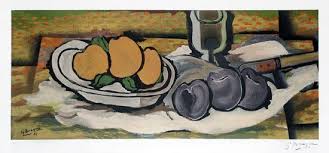 Georges Braque Collotype Nature Morte Aux Fruits 1950 Georges Braque Cubism Art Still Life Fruit