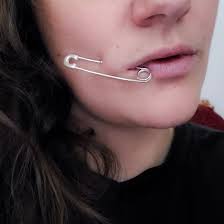 Maybe you would like to learn more about one of these? Bold Fake Cheek Piercing Safety Pin Faux Septum Cartilage Etsy