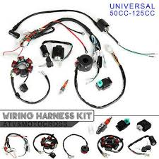 50cc 125cc Mini Atv Complete Wiring Harness Cdi Stator 6 Coil Pole Ignition Kit Ebay 50cc Atv Atv Quads