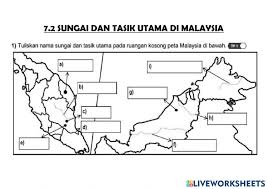 Peta malaysia hitam putih kosong. 7 2 Sungai Dan Tasik Utama Di Malaysia Worksheet