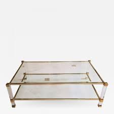 Pretty cofee table guilted with gold arms in oak 2 glass the top beveled. Pierre Vandel 1970 S Pierre Vandel Style Coffee Tables 2 Available