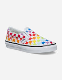 Black And Rainbow Checkered Vans Slip Ons Vans Rainbow Classic Slip On Kids Shoes Multi 326402957 Vans Shoes Girls Rainbow Vans Vans