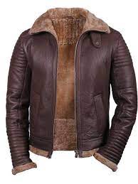 Handmade Men S Fleece Brown Leather Jacket Men Sherling Leather Jackets Brown Leather Jacket Men Brown Leather Jacket Leather Jacket Men