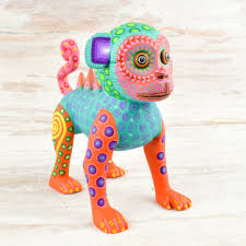 A1748 Monkey Alebrije Coco Oaxacan Wood Carving Painting Handcrafted Folk Art Mexican Craft Mexican Folk Art Yarn Painting Mexican Art
