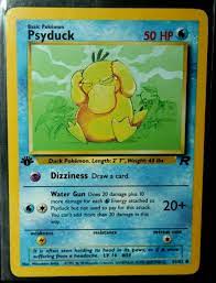 Pearl it never remembers using its odd powers, so it always tilts its head in puzzlement. Psyduck 1st Edition 65 82 Value 0 99 75 00 Mavin