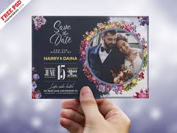 wedding invitation card with photo psd