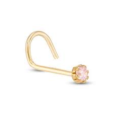 022 Gauge Pink Cubic Zirconia Nose Stud In 10k Gold Piercing Pagoda In 2021 Nose Stud Nose Jewelry Gold Nose Stud