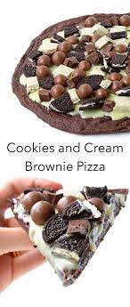 Cookies And Cream Brownie Pizza Recipe Desserts Dessert Pizza Recipes Brownie Pizza