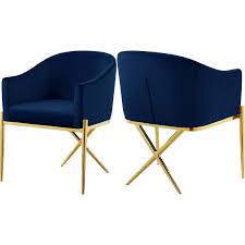 Meridian Furniture Xavier 19 5 H Velvet Dining Chair In Navy Walmart Com Velvet Dining Chairs Meridian Furniture Dining Chairs