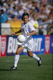 Joy Fawcett 14 Of Team Usa Runs After The Ball During The Game Against Team Portugal At The Lockhart Stadium In Ft L Soccer Pictures Soccer Mom Womens Soccer
