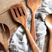 Wooden Utensils Made Of Natural Wood With Non Stick Non Scratch Wooden Salad Spoon Fork Spatulas Strainer Soup Ladle Pasta Server Greenify Kitchen