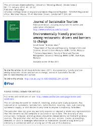 There are terms, basic elements. Pdf Environmentally Friendly Practices Among Restaurants Drivers And Barriers To Change