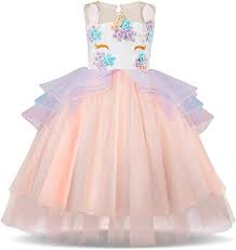 Amazon Com Ttyaovo Kids Unicorn Costume Dress Girl Princess Flower Pageant Party Tutu Dresses Size Unicorn Dress Kids Unicorn Costume Kids Summer Flower Dress