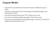 Copper Media Describe the specifications and performances of ...