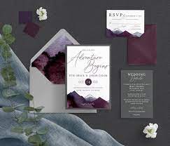 Mountain Wedding Invitation Printed Wedding Invitation Set Burgundy Mountain Wedding Rustic Wedding Invitation Burgundy And Gray Wedding In 2021 Mountain Wedding Invitations Printing Wedding Invitations Mountain Wedding