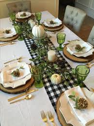 Black And White Buffalo Plaid Table Runner Black And White With Green Glasses Dining Table Decor Table Decorations Christmas Table