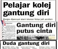 Bunuh diri tak hanya menjadi fenomena di indonesia tapi juga sudah jadi masalah global. Purata Dua Bunuh Diri Setiap Hari Harian Metro