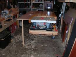 I Built This Multi Purpose Work Station To Accomodate A Portable Bosche Table Saw It Has A Hinged Extension Wing On The Left Side To He Table Saw Station Bosch Table Saw