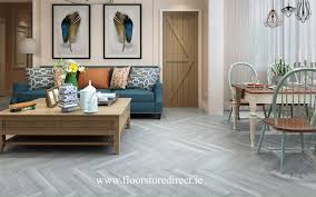 Waterproof flooring is in high demand this year. Luxe Herringbone Grey Steel