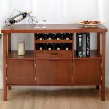 The freemont sideboard buffet & wine rack has plenty of storage and space for all your dining and entertaining needs. Modern Sideboard Buffet Cabinet With Wine Rack In Brown Wood Finish Fastfurnishings Com