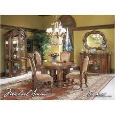 Aico by michael amini monte carlo silver snow 7pc dining room set. 53001t 24 Aico Furniture Monte Carlo Pecan Round Dining Table