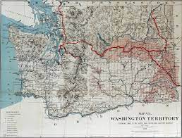 Washington State Railroad Map Big Bend Railroad History: 1888 Seattle, Lake Shore & Eastern Washington  State Map