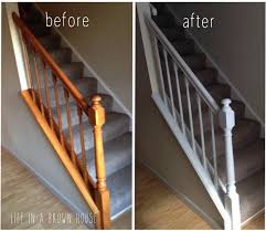 So i'm sharing some tips and tricks i learned. Updated Fresh Banister Makeover Banister Remodel Staircase Remodel Brown House
