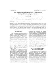 Pdf The Status Of The Race Concept In Contemporary Biological Anthropology A Review