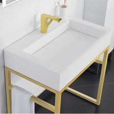 Base cabinets go all the way to the floor, inset between walls or can be placed in a corner. Bathroom Vanities Brass Tones Save More Plumbing And Lighting Surrey Vancouver British Columbia Canada