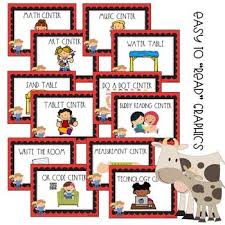 Farm Themed Center Signs For Preschool And Kindergarten Farm Classroom Theme Classroom Fun Center Signs