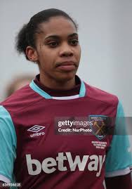 West Ham United Ladies Tia Bailey is tackled by Gemma Hillier of... News  Photo