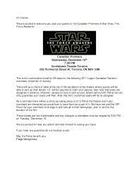 I am writing to thank you for the kind invitation. Star Wars Open Invitation