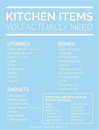 Kitchen Items You Actually Need Maybe Jamie Apartment Checklist Kitchen Items Apartment Essentials