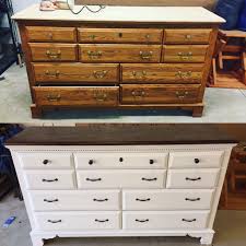 Before And After On An Old Dresser Some White Chalk Paint New Stain And New Hardware White Chalk Paint Furniture Chalk Paint Furniture Furniture Makeover