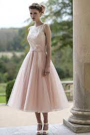 Blush Illusion Sleeveless Lace And Tulle Tea Length Informal Wedding Dres Tea Length Bridesmaid Dresses Tea Length Wedding Dress Vintage Tulle Bridesmaid Dress