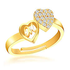 Design element of english alphabet m. Buy Amaal Jewellery Fr A697 Stylish Design Valentine Latest Gold Plated American Diamond Adjustable Love Heart Gold Stylish Initial Letter Name Alphabet M Rings For Women At Amazon In