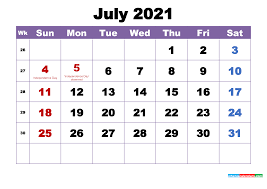 Download free printable 2021 monthly calendar with us holidays and customize template as you like. July 2021 Calendar Printable July 2021 Calendars Holiday