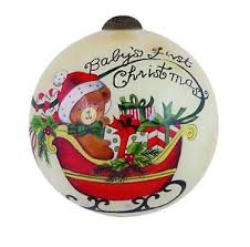 Baby S First Christmas Ornament Ne Qwa Art New Susan Winget Reverse Glass No Box Ebay
