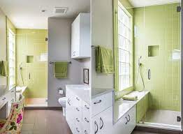 Light green and gray bathroom. Trendy Bathrooms That Combine Gray And Color In Sensational Style
