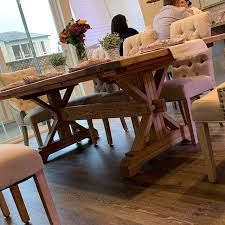 Farmhouse Trestle Table Diy Kit Made To Order Diy Table Trestle Table Pallet Furniture Outdoor