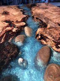 Maple River Table With Stone Live Edge In 2020 Diy Resin Table Epoxy Resin Wood Diy Wood Projects Furniture