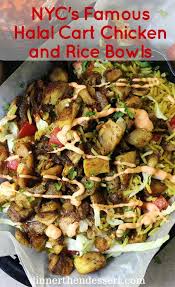 Halal Cart S Middle Eastern Chicken Is Boldy Spiced And Served With Fragrant Turmeric Rice And Spicy Yogurt Poultry Recipes Mediterranean Recipes Halal Recipes