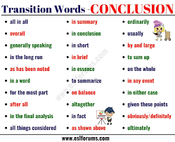 Conclusion Transition Words Useful List Examples Esl Forums Transition Words Conclusion Transition Words Conclusion Words